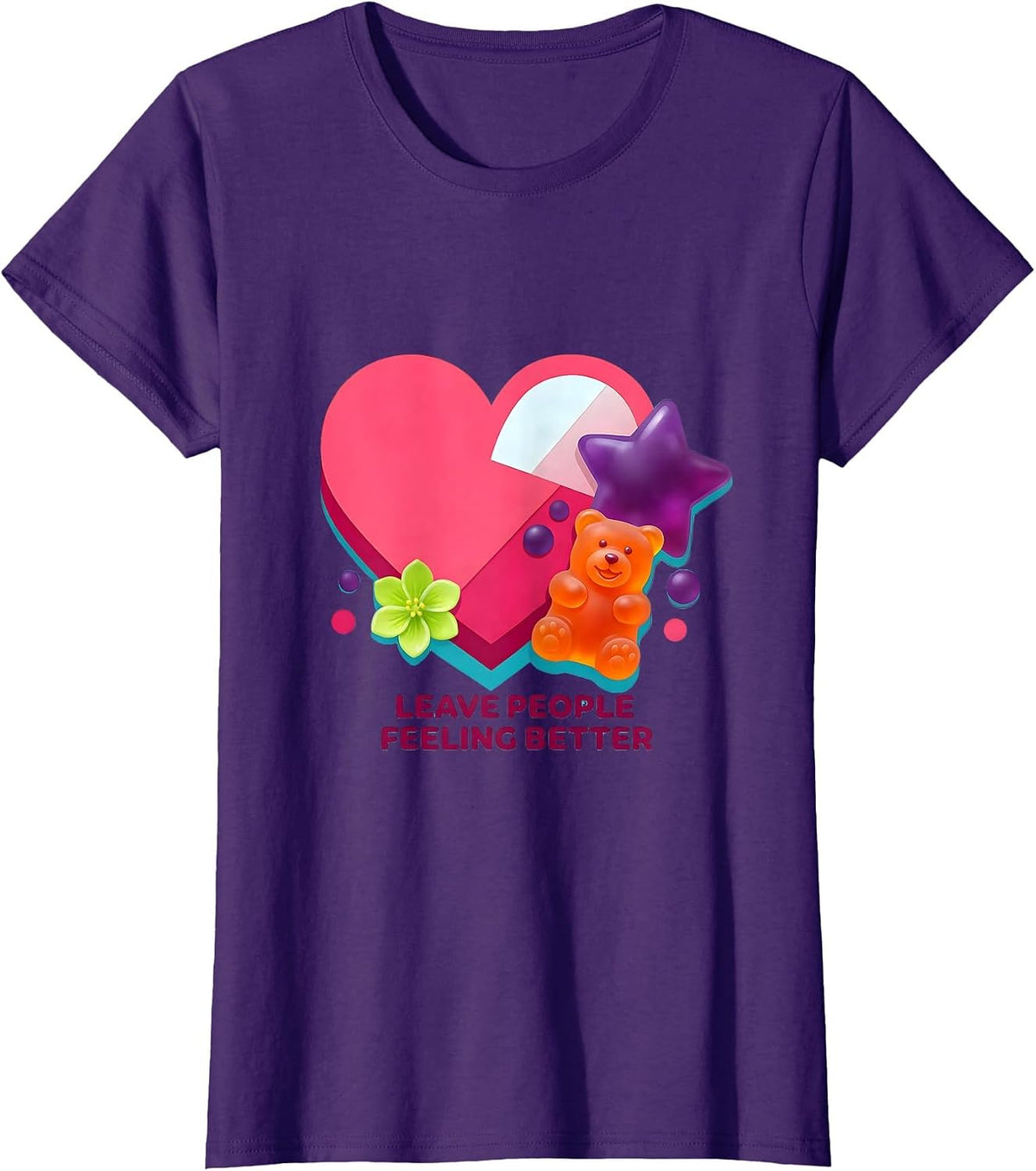 Women's Leave People Feeling Better Kindness Design T-Shirt - Purple