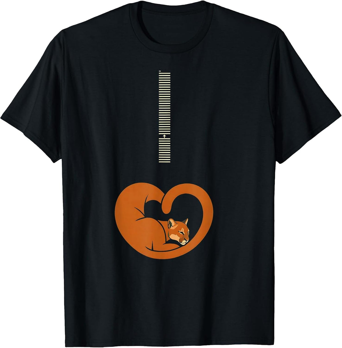 Men's Cougar Girlfriend Mountain Lion Heart Shape Funny Boyfriend T-Shirt - Black