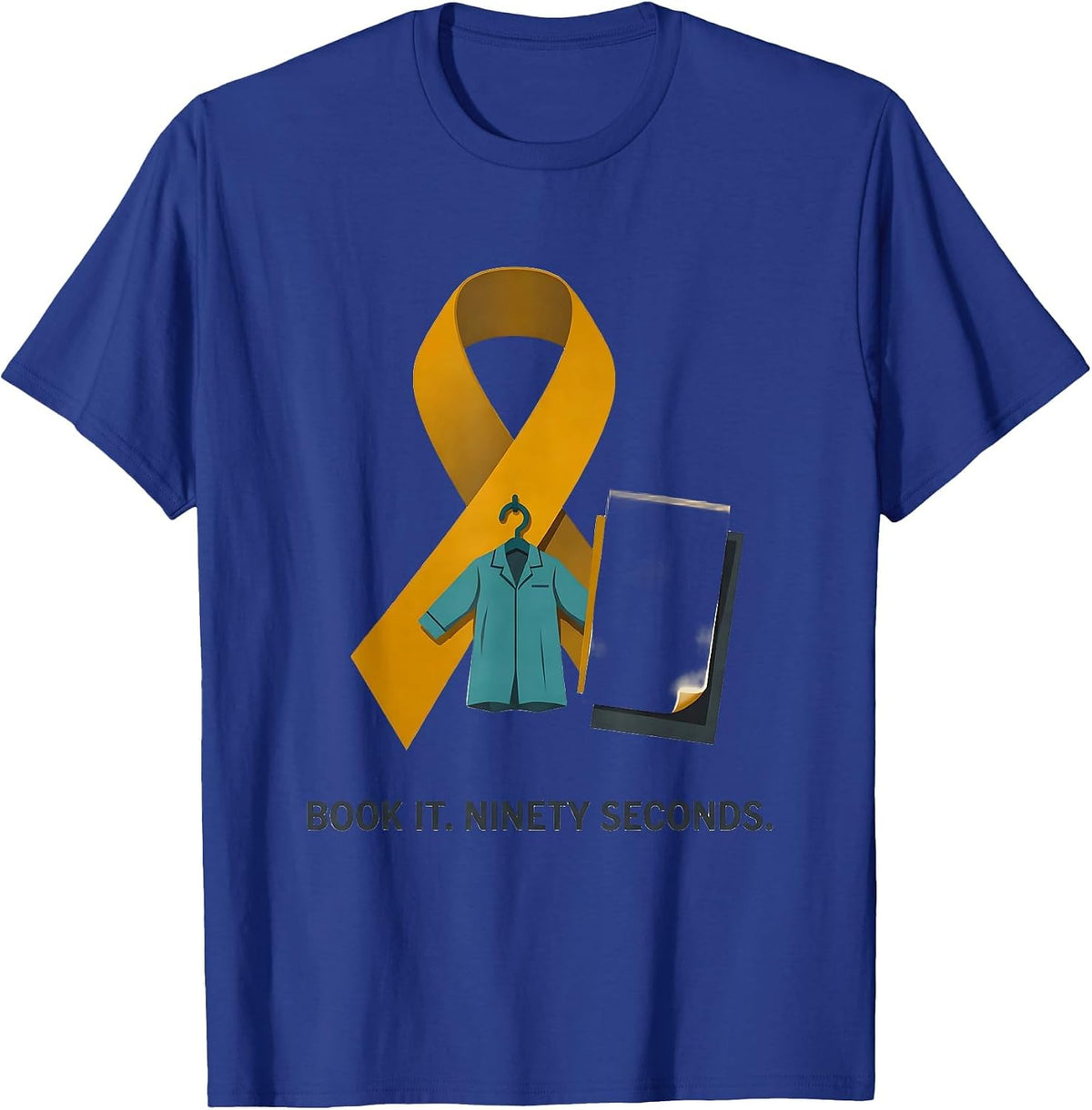 Men's Book It Ninety Seconds Midcentury Modern Mammography Tech T-Shirt - Royal Blue