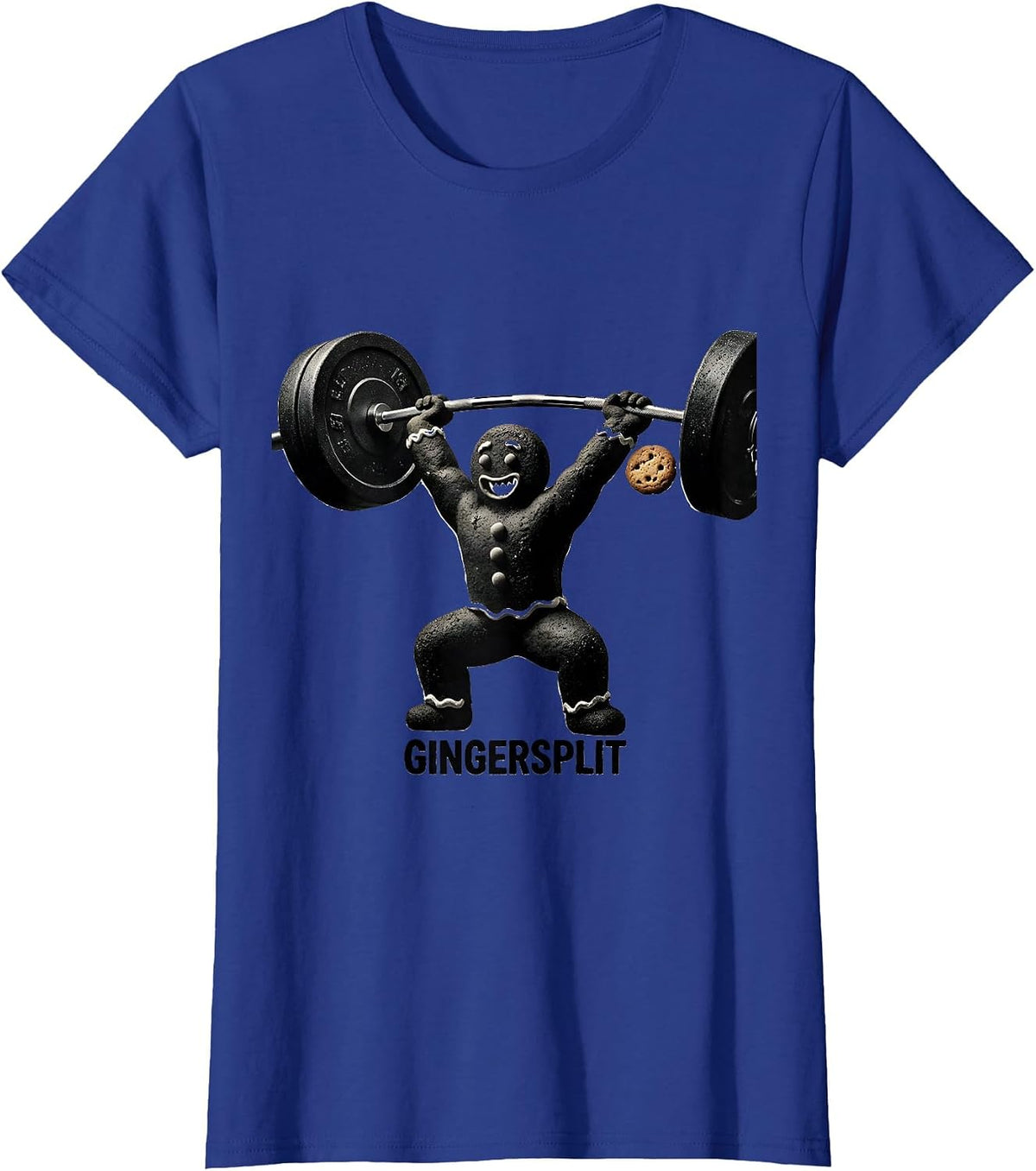 Women's Gingersplit Funny Gingerbread Man Weightlifting Gym T-Shirt - Royal Blue