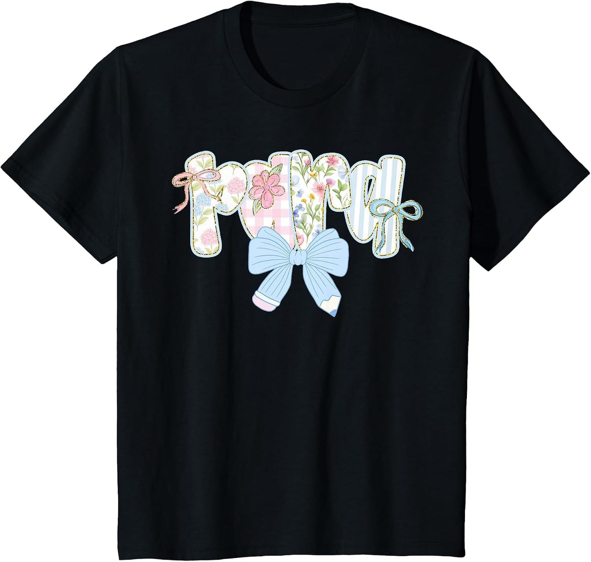para Teacher Coquette Bow First Day of School Back to School T-Shirt - Black