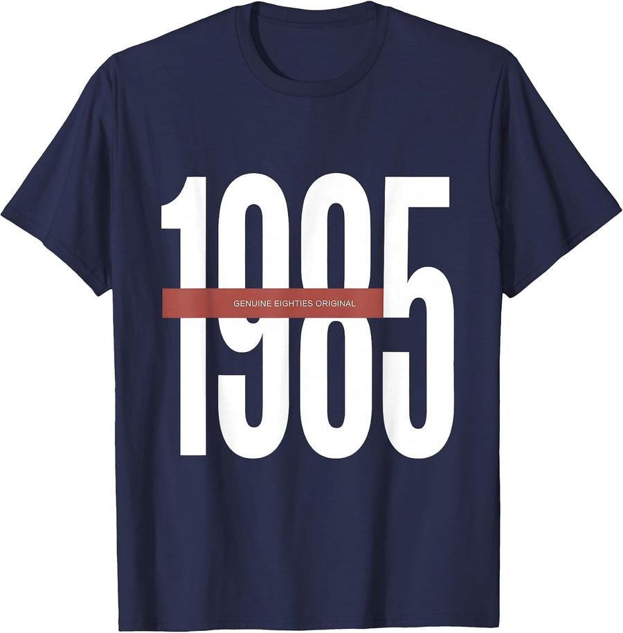 1985 Genuine Eighties Original Retro Design T-Shirt - Navy Blue