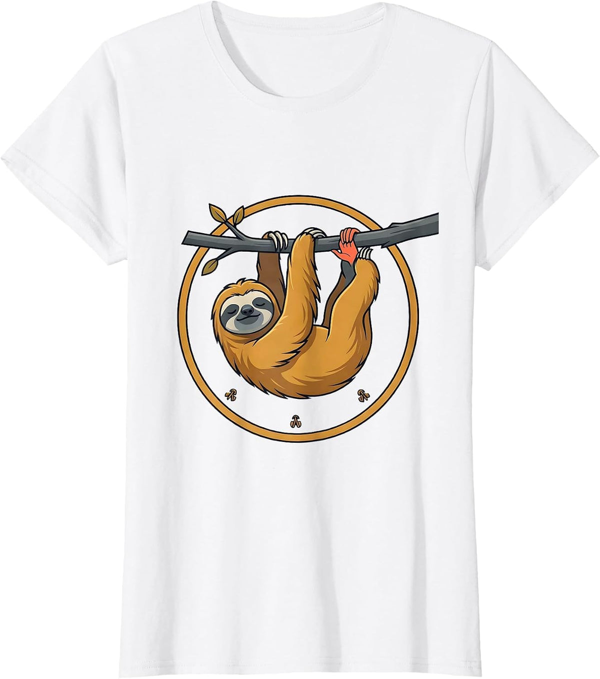Sloth Hanging Lazy Humor Animal Lover Novelty T-Shirt - White