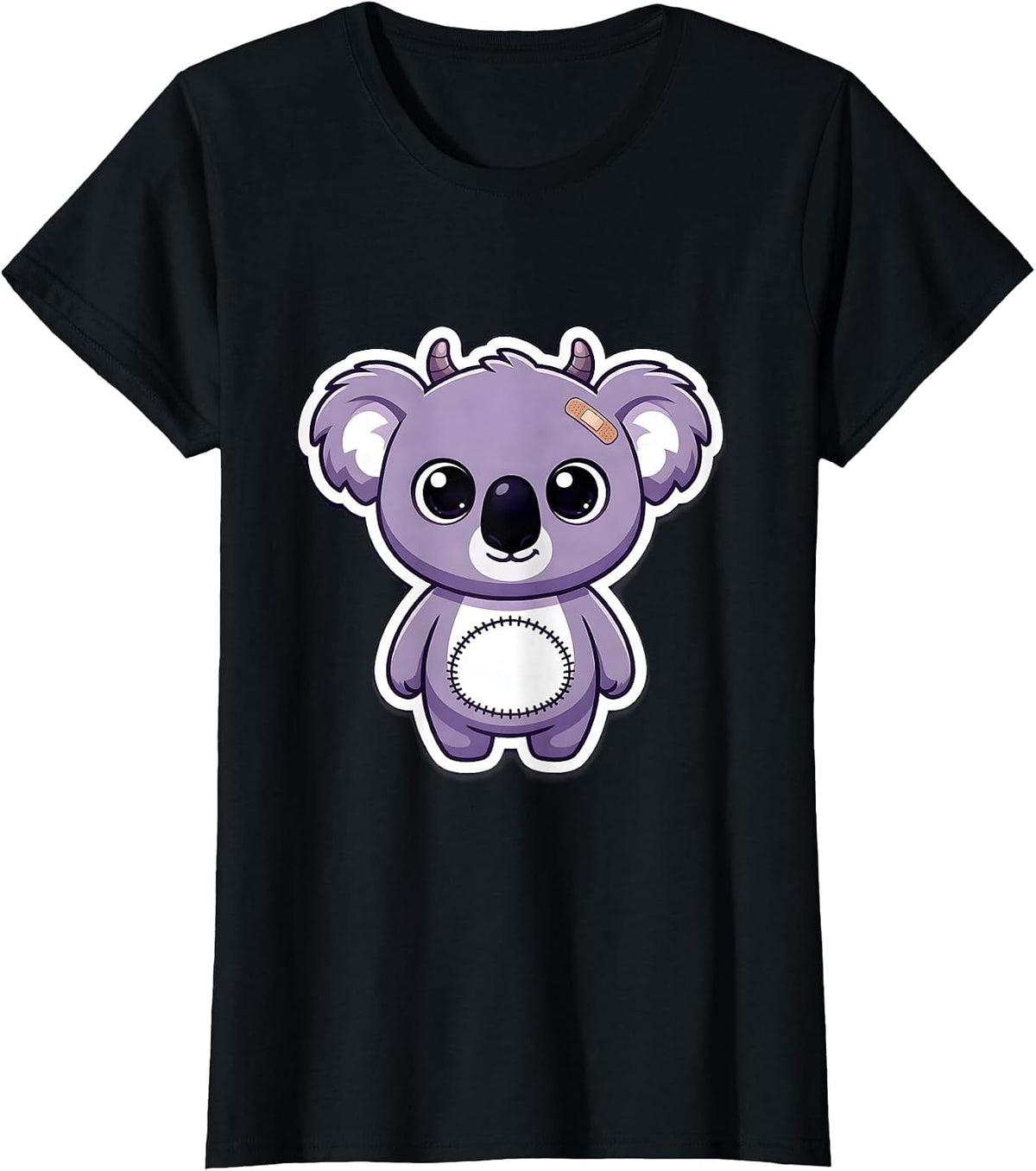 Chibi Koala Sticker Creepy Cute Kawaii Pastel Goth T-Shirt - Black