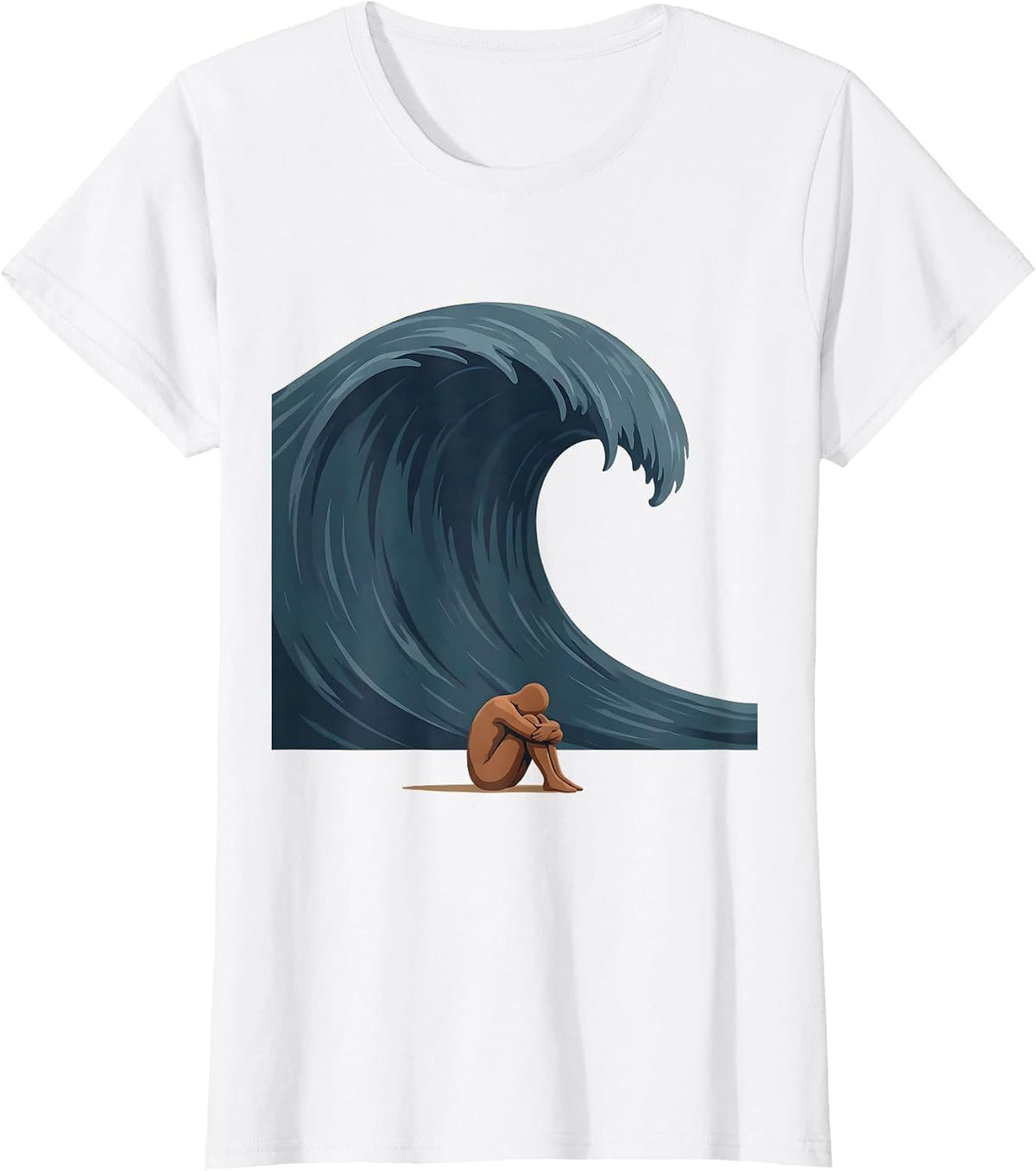 Weighted Anxiety Tidal Wave Overwhelm Graphic T-Shirt - White