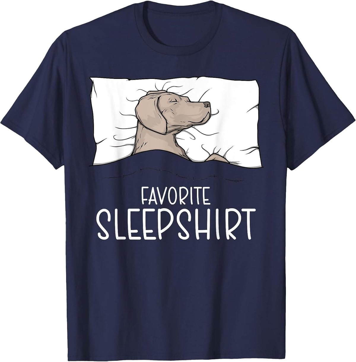 Favorite Sleepshirt Weimaraner Dog Napping Weimaraner Pajama T-Shirt - Navy Blue