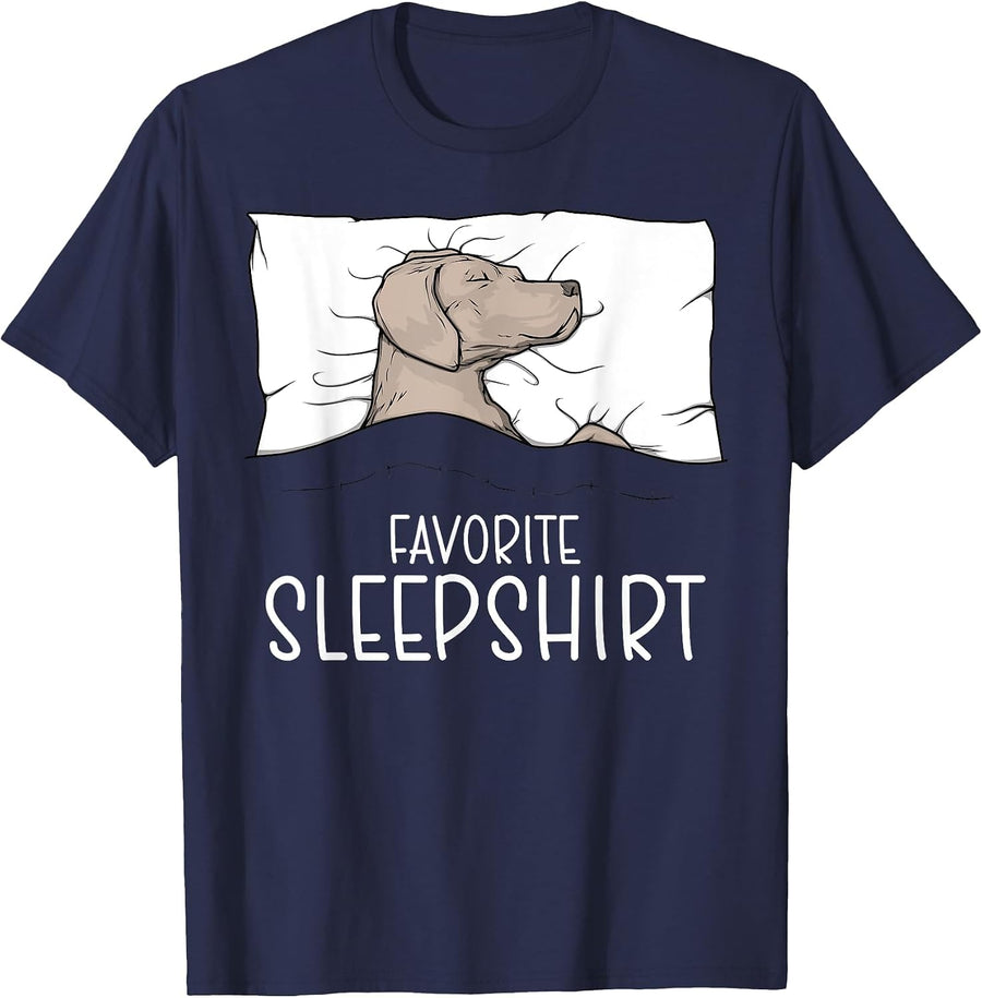 Favorite Sleepshirt Weimaraner Dog Napping Weimaraner Pajama T-Shirt - Navy Blue
