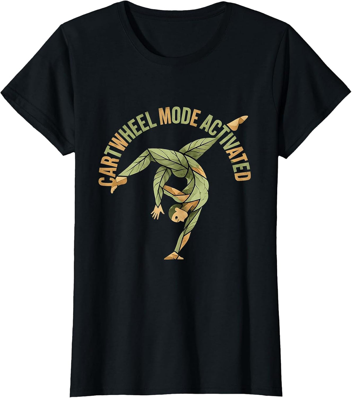 Cartwheel Mode Activated Fun Gymnastics Design T-Shirt - Black