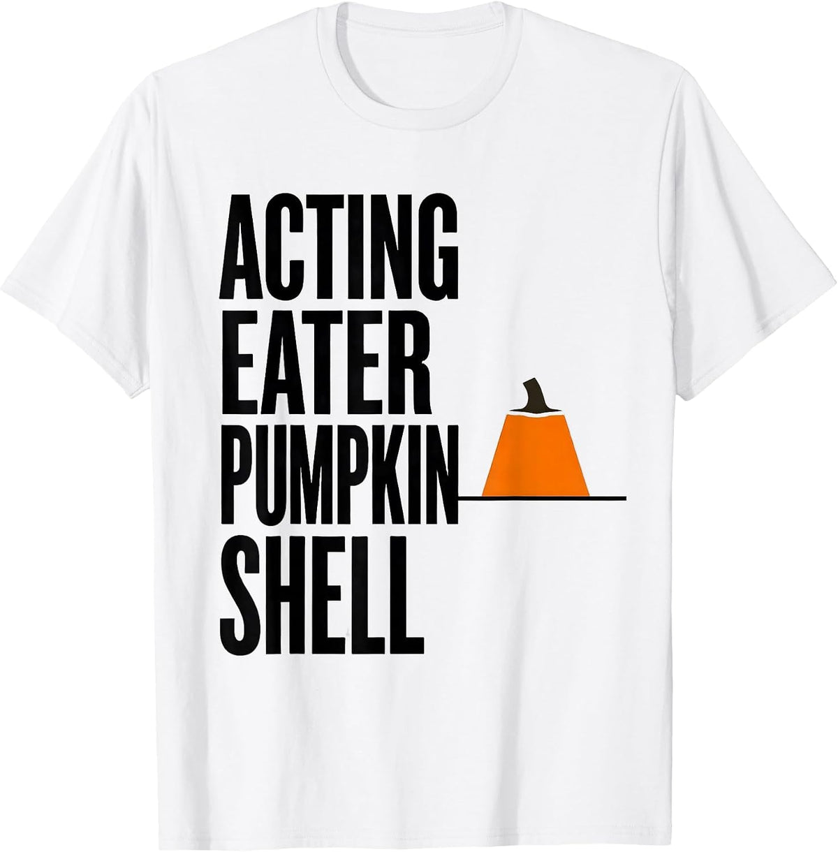 Men's Acting Eater Pumpkin Shell Minimalist Halloween Couples T-Shirt - White