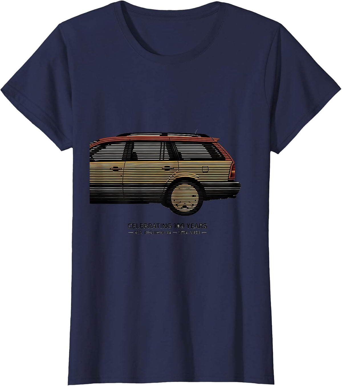 Women's Celebrating 100 Years U.S. Highway 66 Vintage T-Shirt - Navy Blue