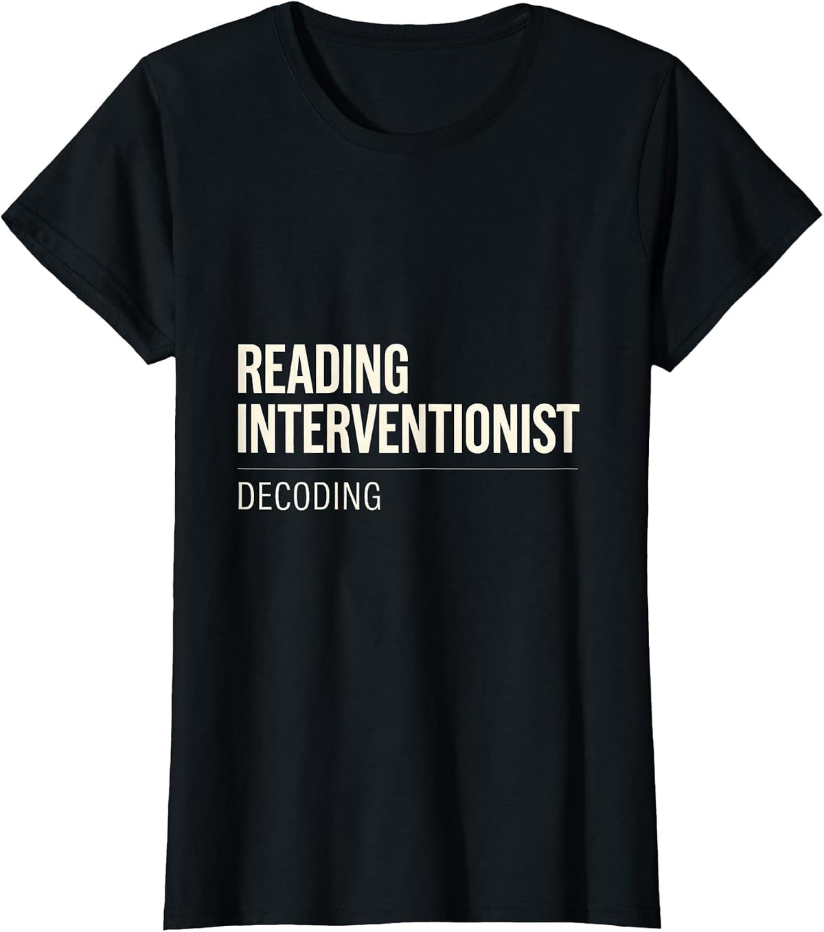 Women's Reading Interventionist Decoding Minimalist Teacher Literacy T-Shirt - Black