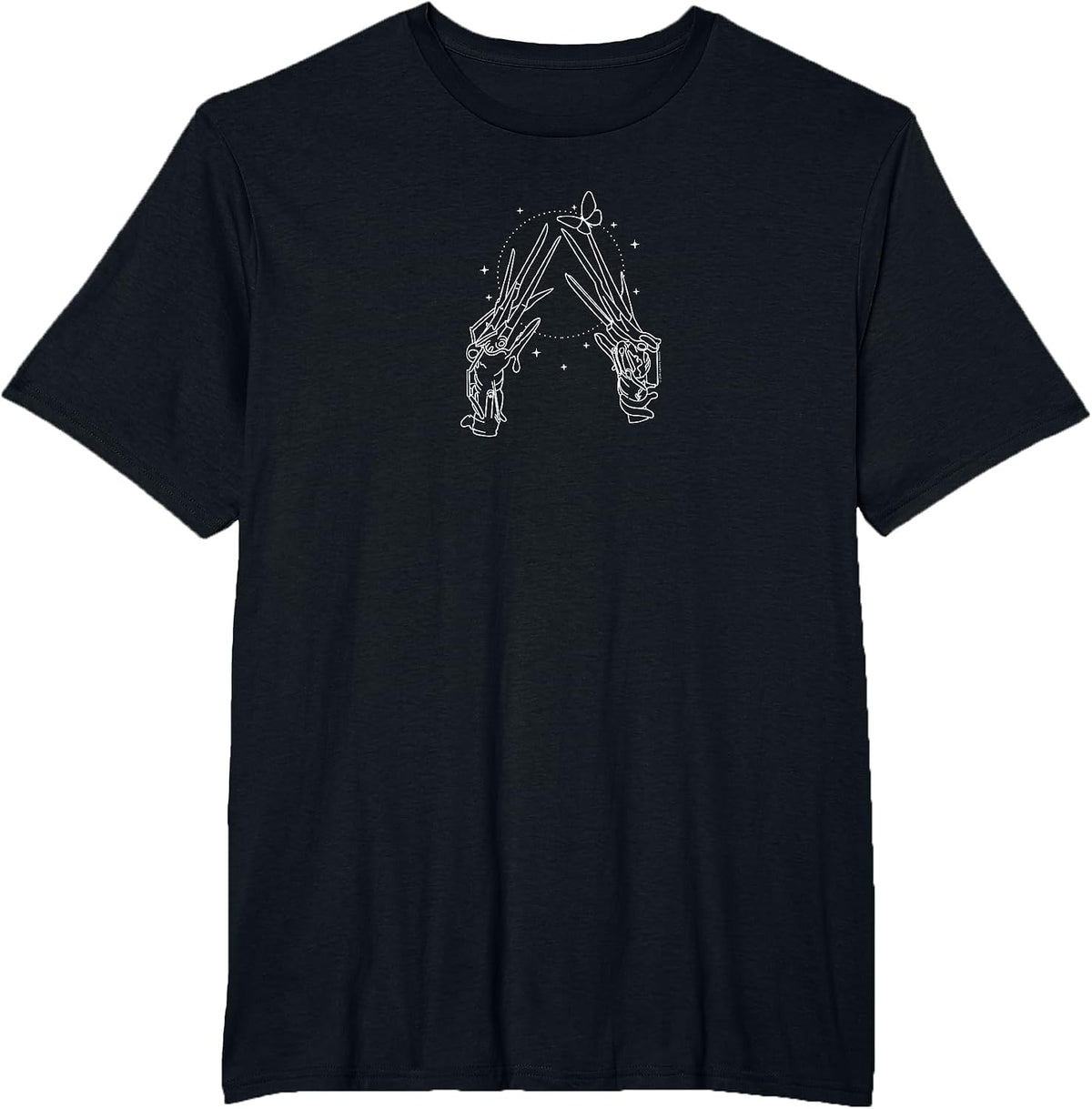 Edward Scissorhands Celestia's Scissors Line Art Small Logo T-Shirt - Black