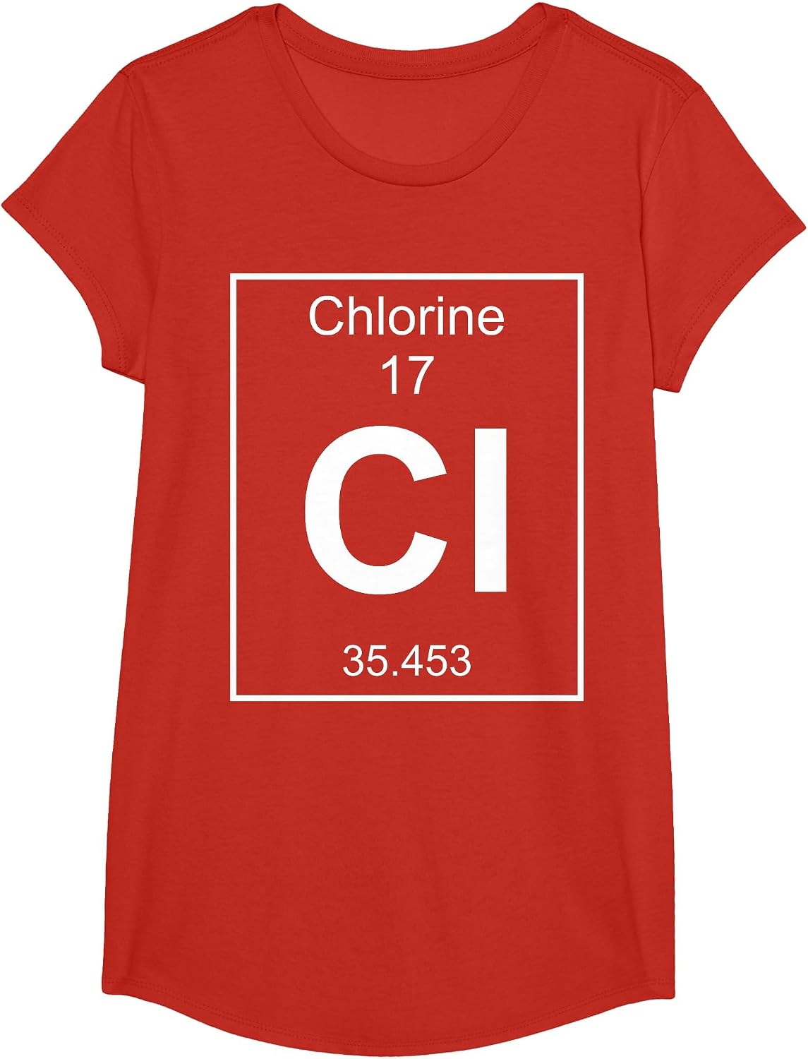 Chlorine Element Costume Periodic Table Chemistry Fun T-Shirt - Girls Red