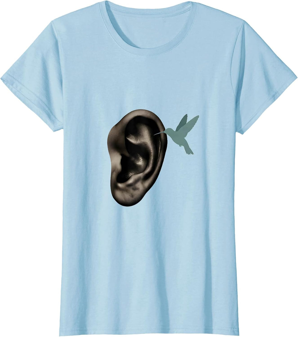 Women's Speech Therapy Hummingbird Ear Illustration T-Shirt - Baby Blue