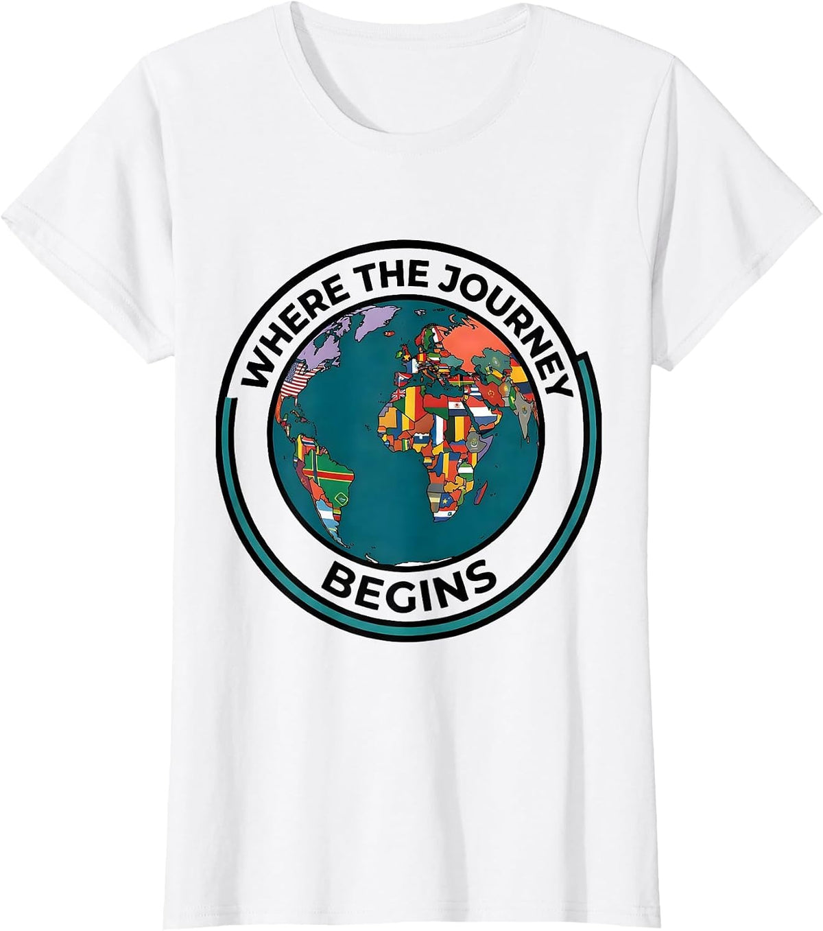 Where the Journey Begins Travel Enthusiast Geography Lover T-Shirt - White
