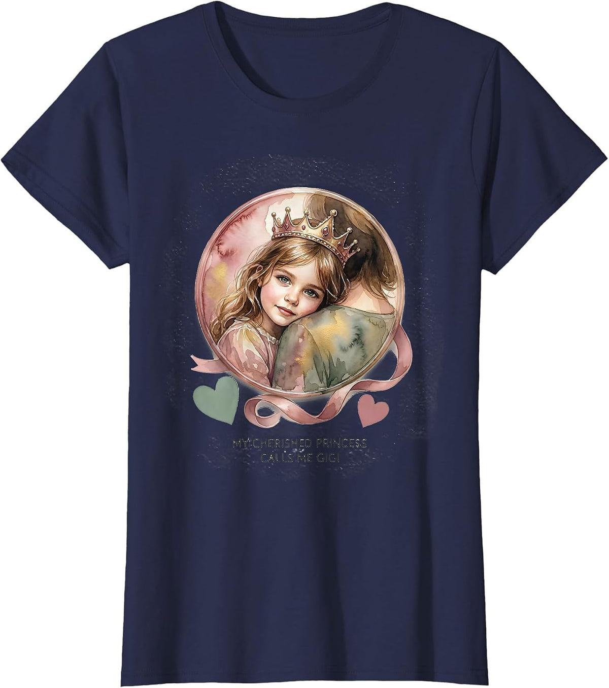 Women's My Cherished Princess Calls Me Gigi Funny Grandma Gift T-Shirt - Navy Blue