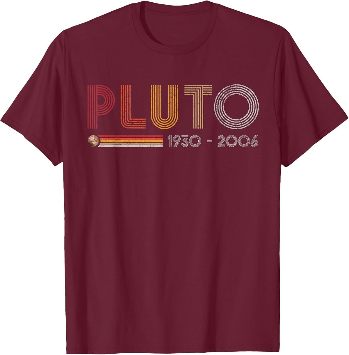 Pluto Never Forget Science and Astronomy Retro Style Nerd T-Shirt - Burgundy