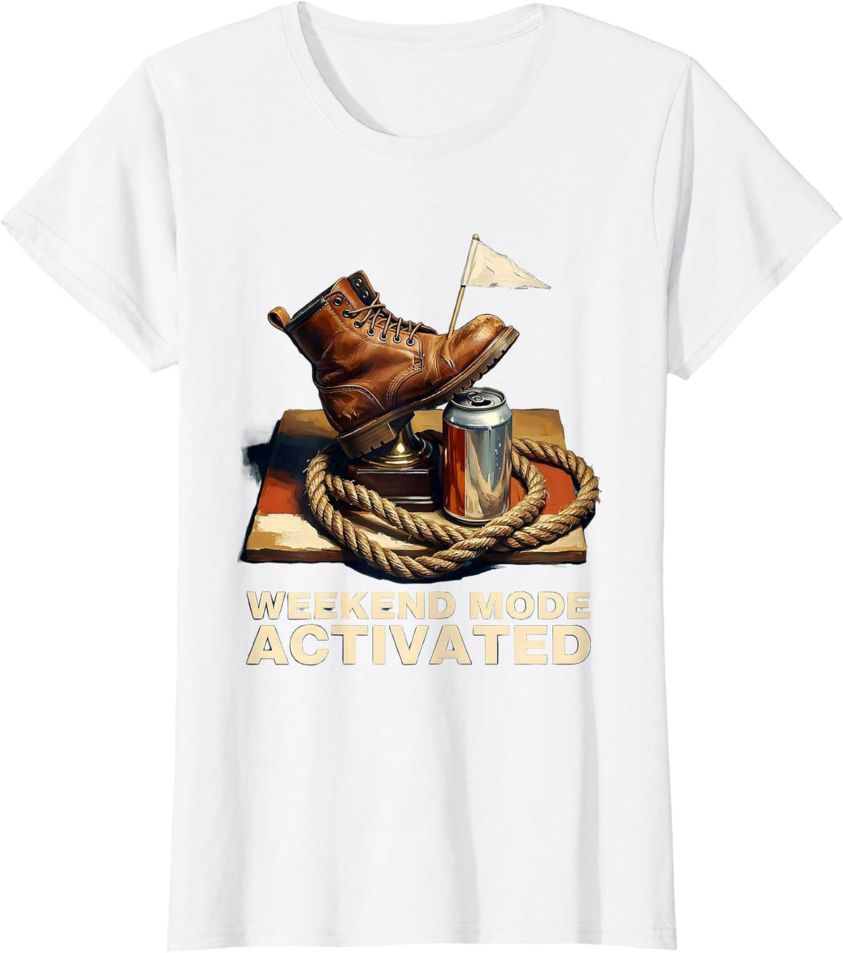 Weekend Mode Activated Labor Day Graphic T-Shirt, Women, White, Small - As Pictured