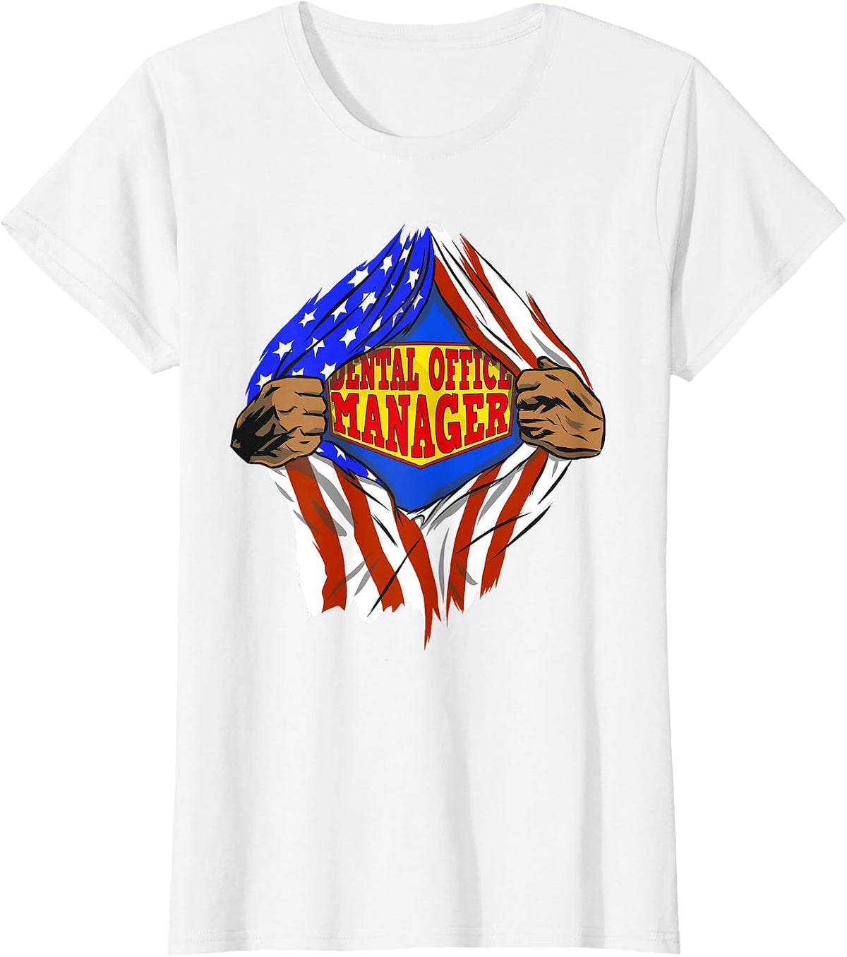 Funny Super Dental Office Manager Hero Job T-Shirt - White