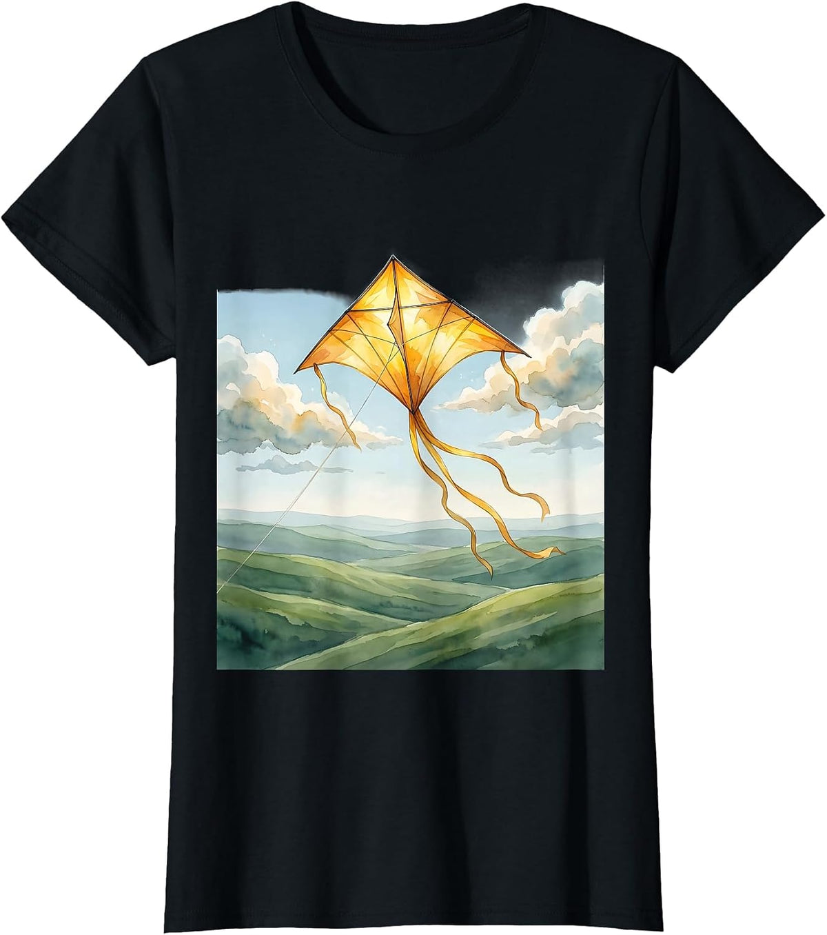 Special Education Kite Soaring Over Green Hills T-Shirt - Black