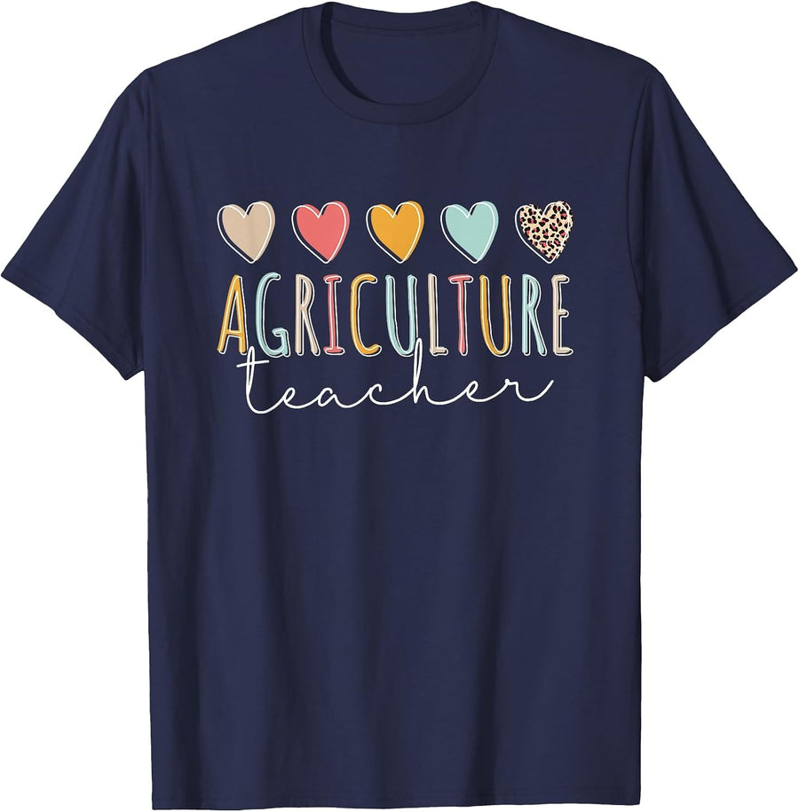 AG Teacher Future Farmer Agriculture Teacher T-Shirt - Navy Blue