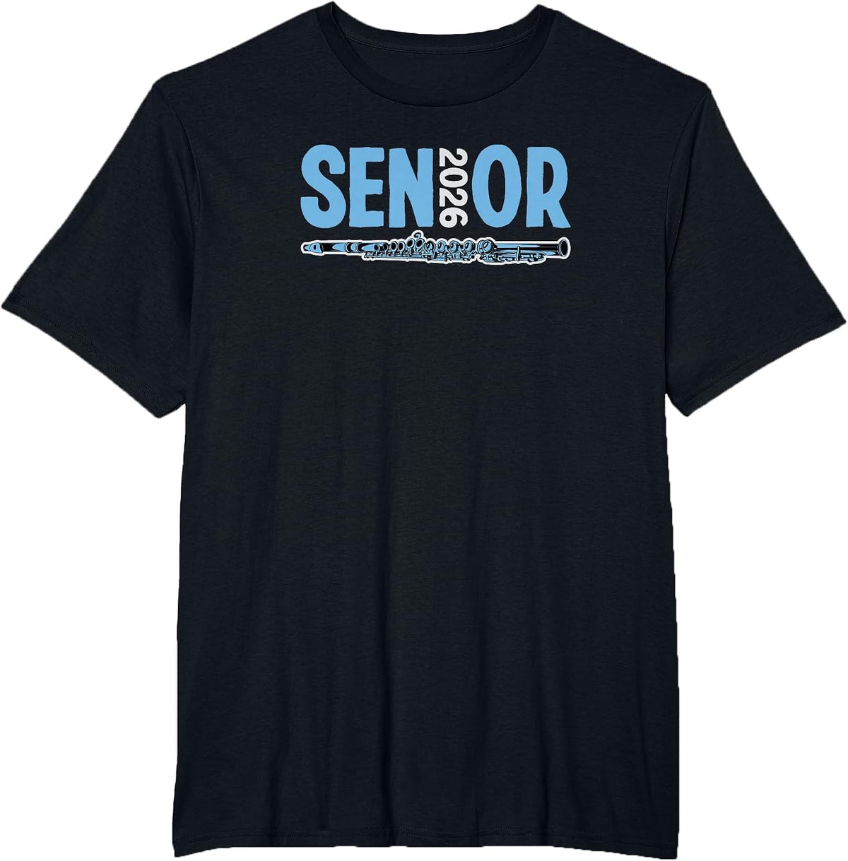 2026 Senior Flute Player Band Class Marching Band Graduate T-Shirt - Black