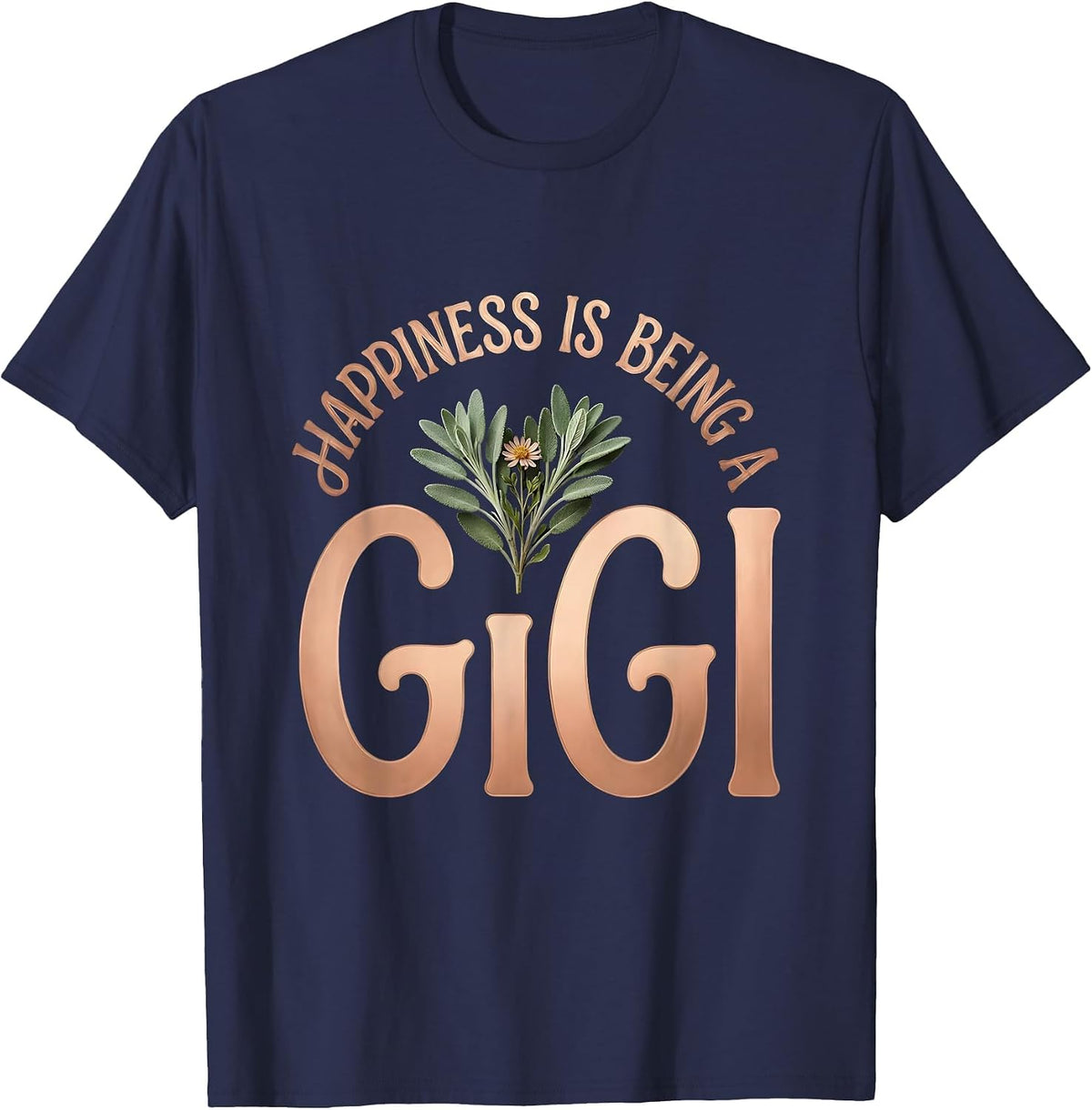 Happiness Is Being A Gigi Boho Grandma Nickname Gift T-Shirt - Navy Blue