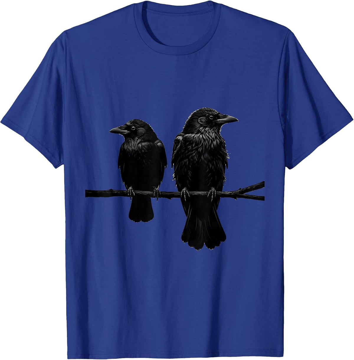 Two Black Birds Perched Minimalist Bird Lover Gift T-Shirt - Royal Blue