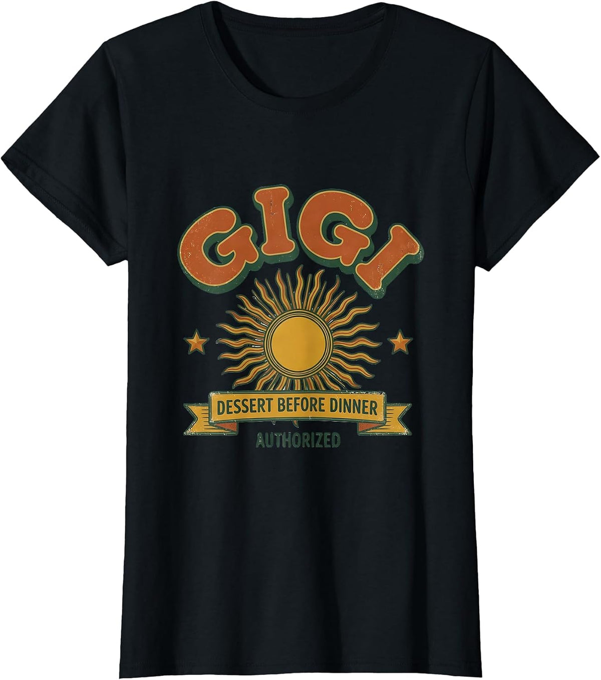 Women's Gigi: Dessert Before Dinner Authorized Vintage Retro Family T-Shirt - Black