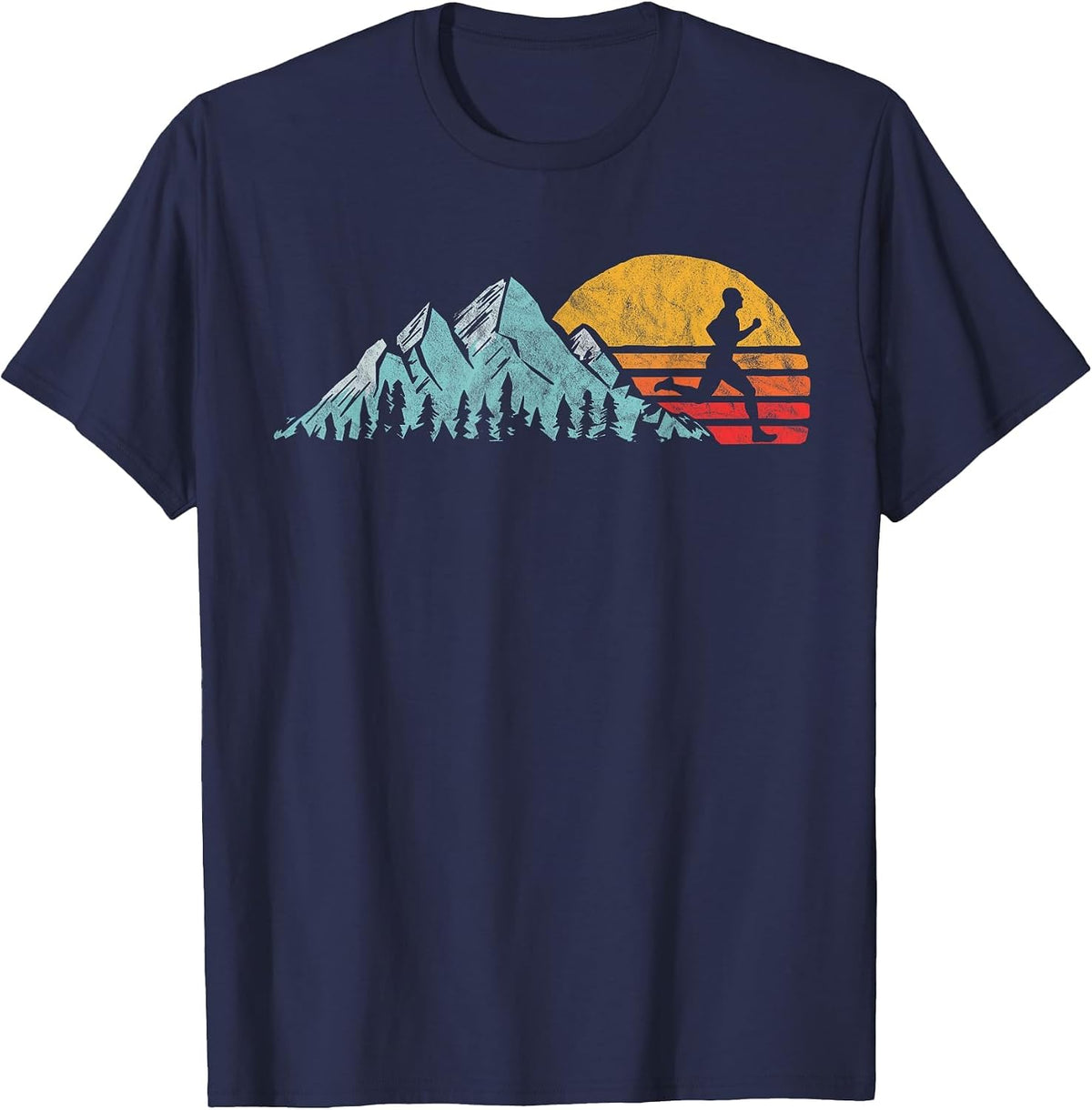 Mountain Runner - Retro Style Vintage Running T-Shirt T-Shirt - Navy Blue