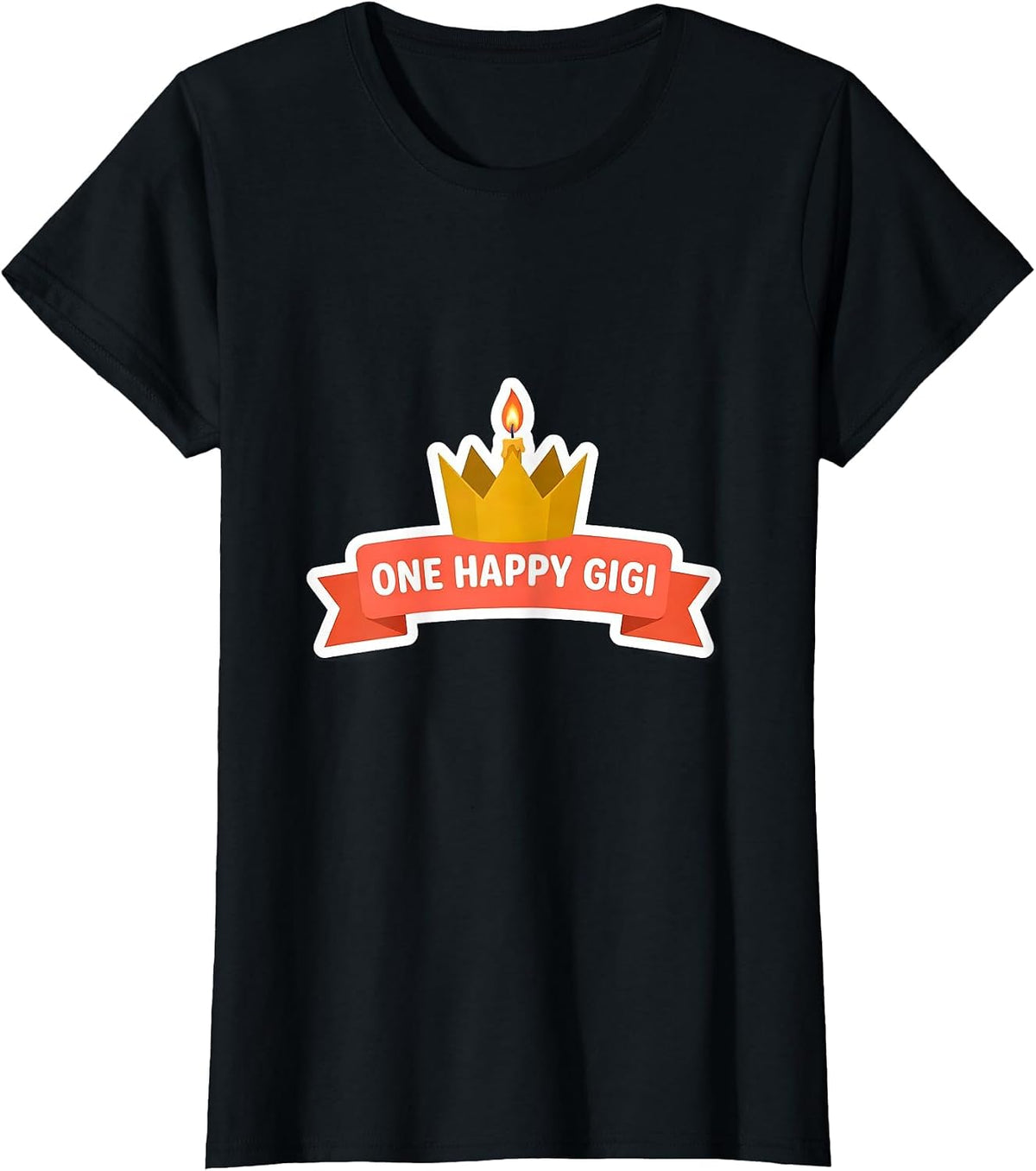 Women's One Happy Gigi Family Matching First Birthday Role Keepsake T-Shirt - Black