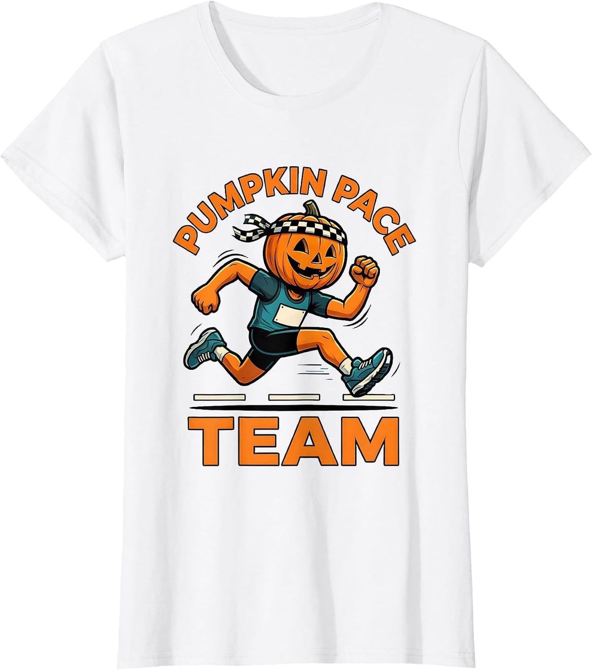 Pumpkin Pace Team Funny Runner Halloween Costume Marathon T-Shirt - White