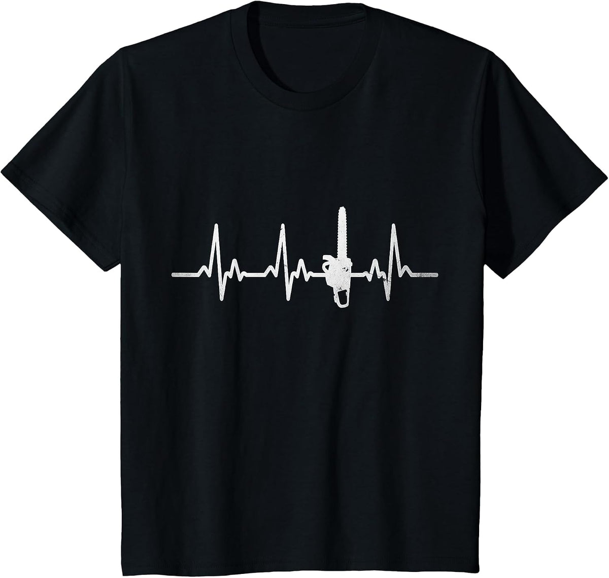Lumberjack Chainsaw Heartbeat for Arborists Funny Tee Men T-Shirt - Black