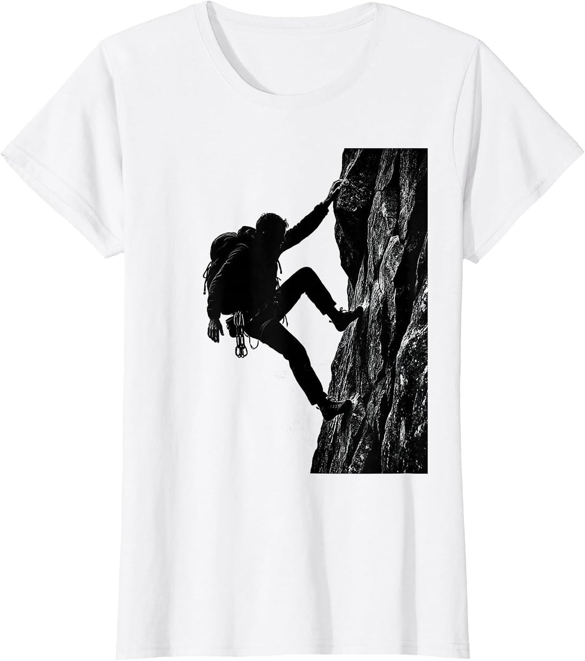 Rugged Mountain Climber Cliff Grip Illustration T-Shirt - White