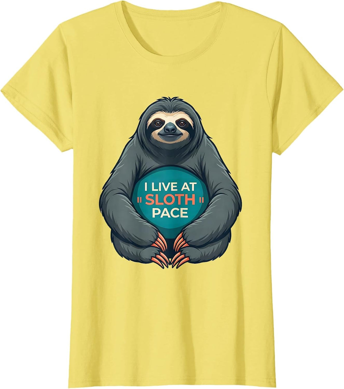 I Live At Sloth Pace Funny Sloth Lover Humor Novelty T-Shirt - Lemon Yellow