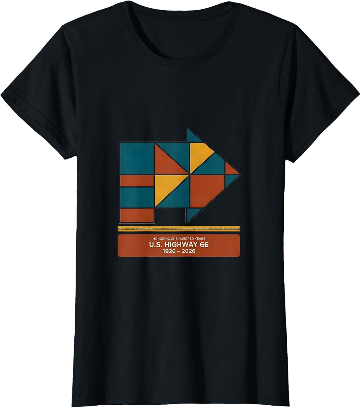 Women's Honoring One Hundred Years — U.S. Highway 66 — 1926-2026 T-Shirt - Black