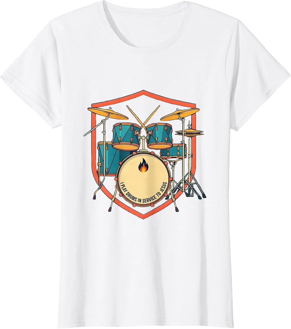 I Play Drums In Service To Jesus Christian Drummer Worship T-Shirt - White
