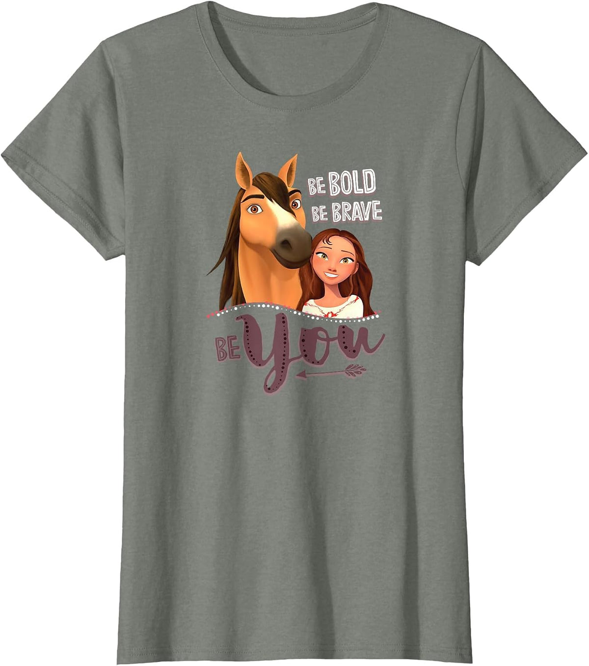DreamWorks Spirit Riding Free Be You T-Shirt - Olive Heather