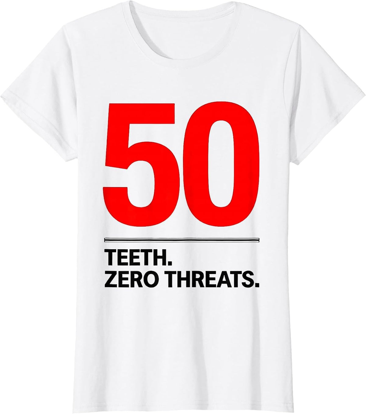 50 Teeth Zero Threats Funny Opossum Meme Graphic T-Shirt - White