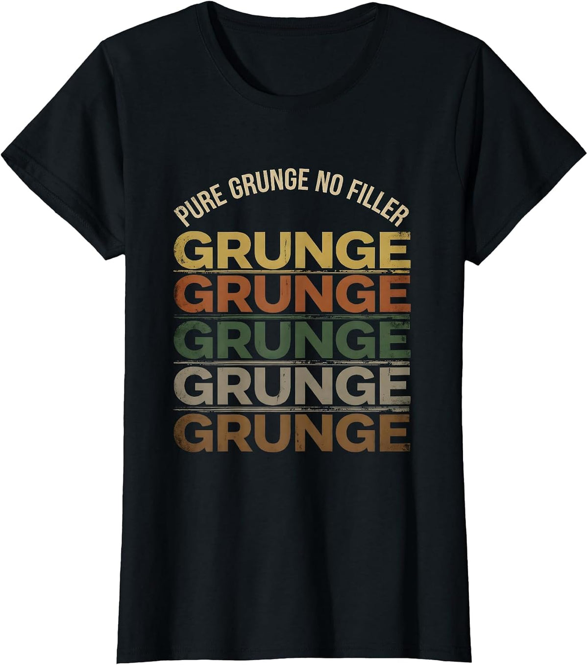 Pure Grunge, No Filler Vintage Design T-Shirt - Black