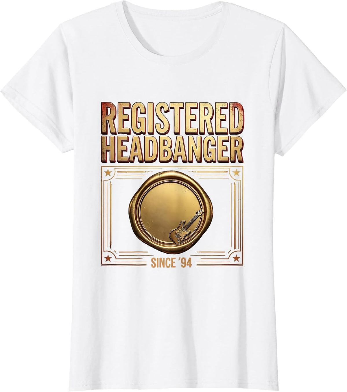 Registered Headbanger Since 94 Funny Metal Fan Humor T-Shirt - White