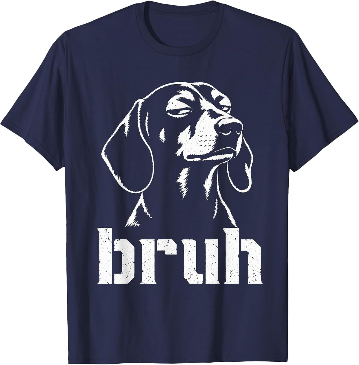 Bruh Funny Dachshund Meme Graphic Dog Mom Dachshund Lovers T-Shirt - Navy Blue