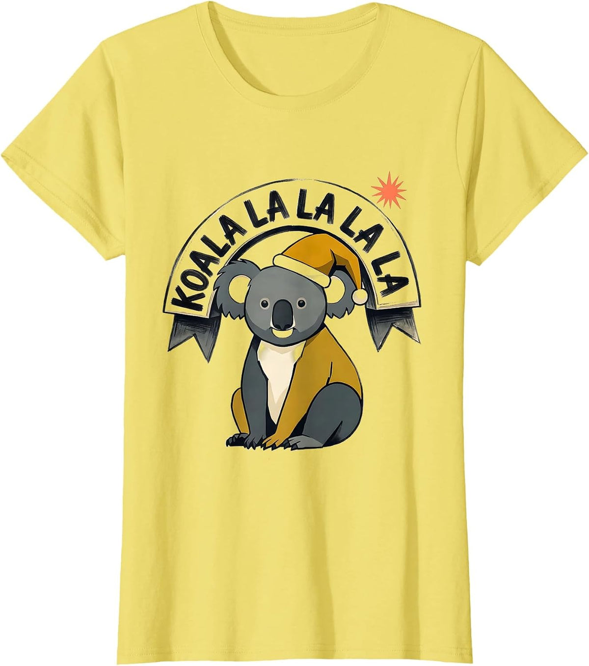 Koala La La La La Midcentury Modern Christmas Pun Koala T-Shirt - Lemon Yellow