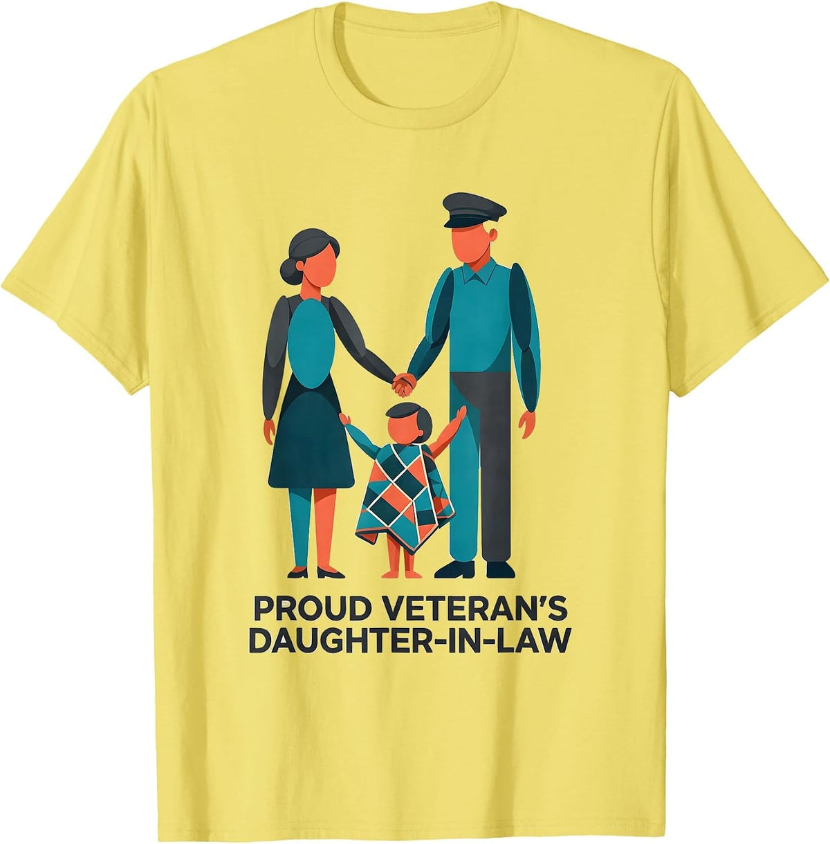 Men's Proud Veteran's Daughter-In-Law Sentimental Patriotic Pride T-Shirt - Lemon Yellow
