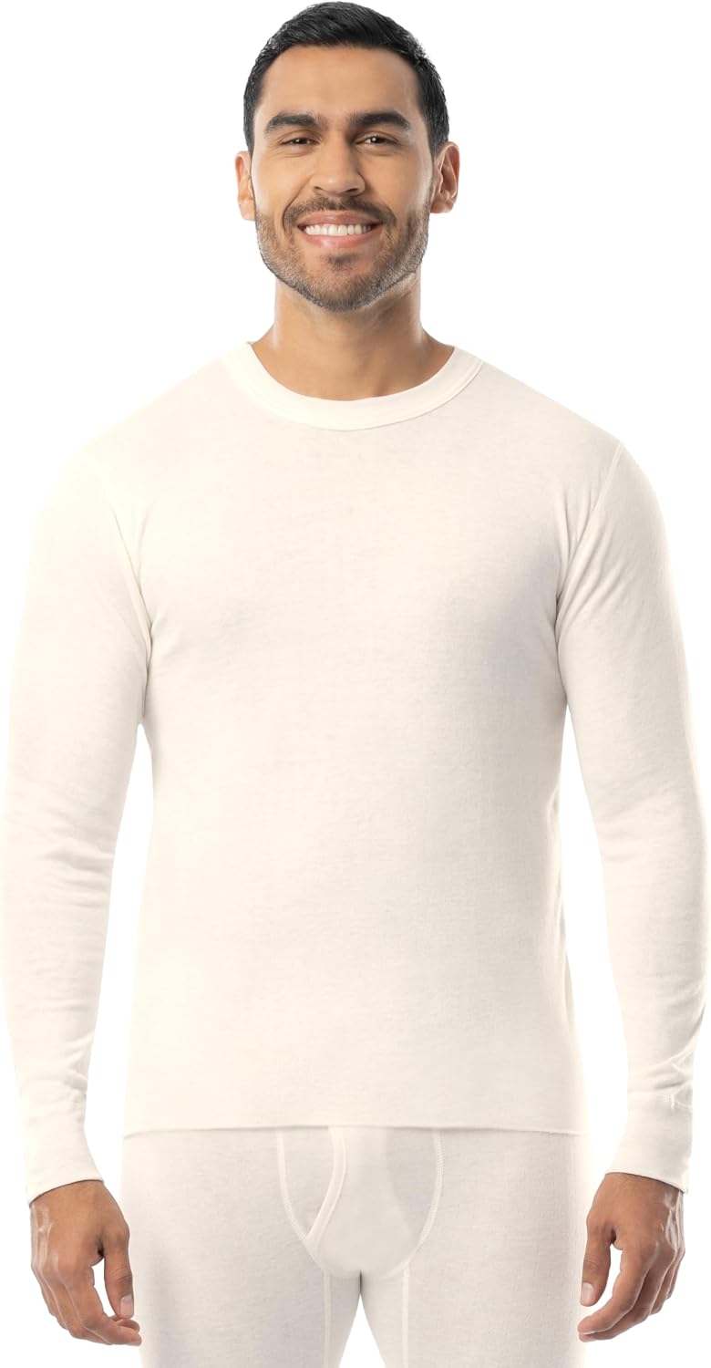 Coldpruf Men's Dual-Layer Thermal Underwear Long Sleeve Crew Top - Winter White