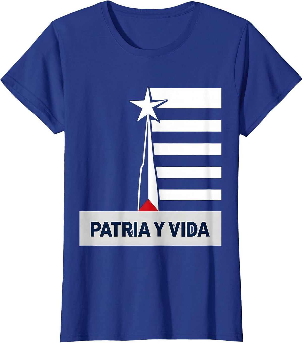 Women's Patria Y Vida Editorial Cuban Heritage Flag Pride Abuelo T-Shirt - Royal Blue