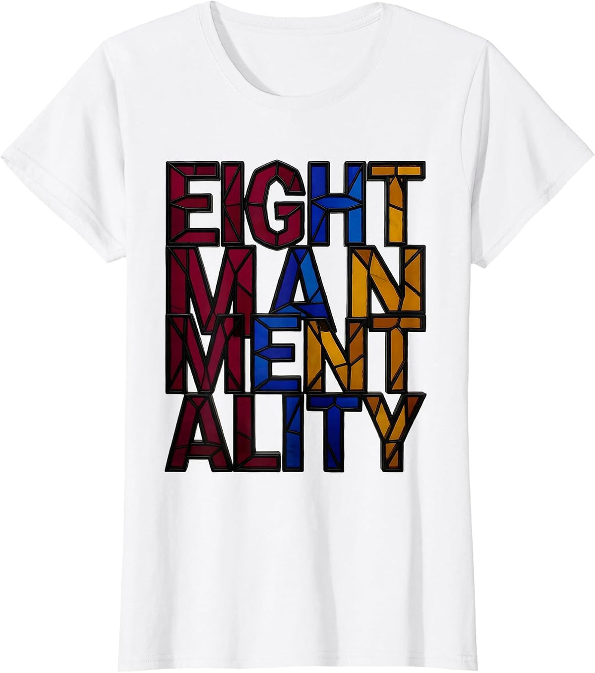 Eight Man Mentality Rugby Graphic Design T-Shirt - White