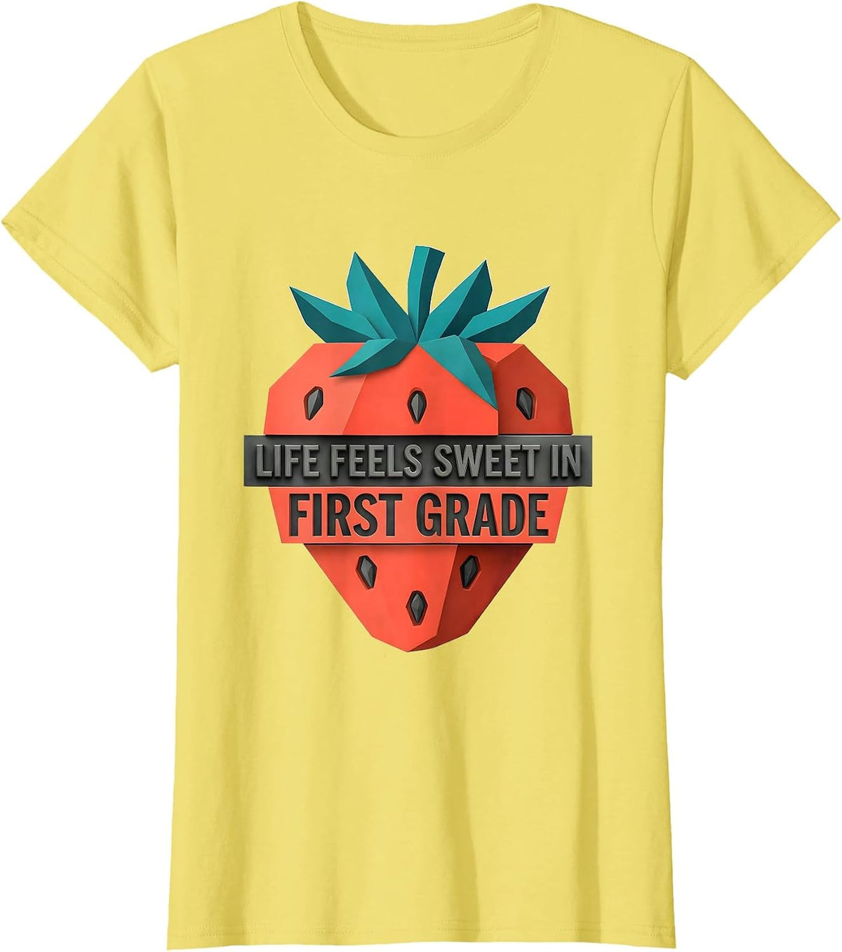 Life Feels Sweet In First Grade Midcentury Modern Teacher T-Shirt - Lemon Yellow