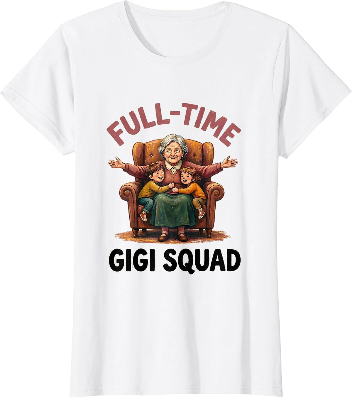 Women's Full-Time Gigi Squad Proud Grandma Design T-Shirt - White