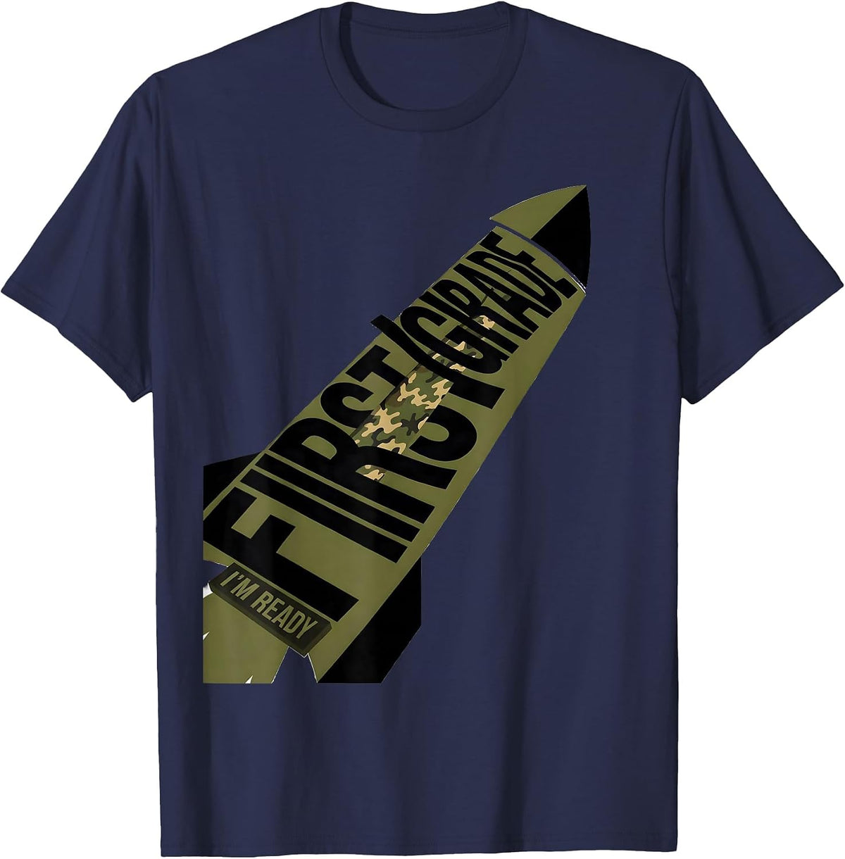 Men's First Grade I'm Ready Camo Back To School Boy Teacher T-Shirt - Navy Blue